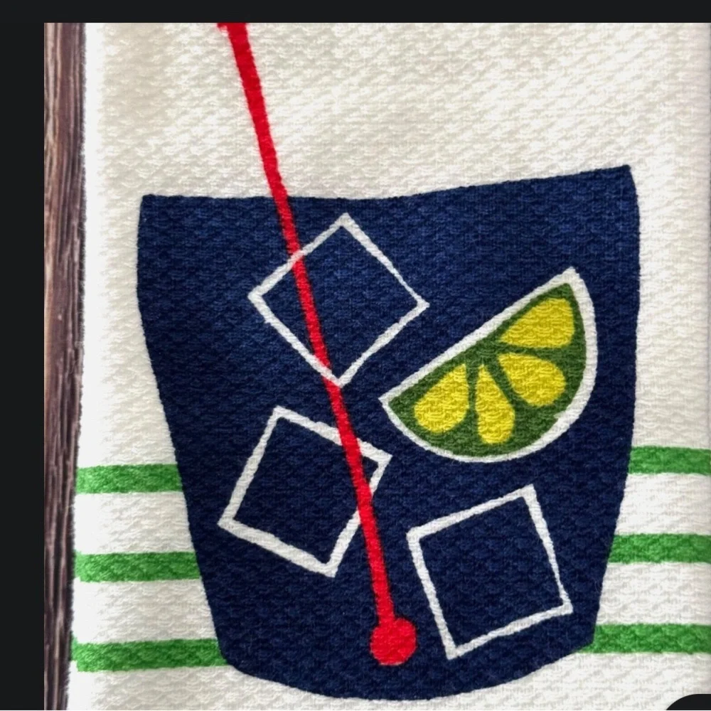 Kate Spade set of 2 Cocktail Kitchen Towels! See pic for angles,sizing & design!